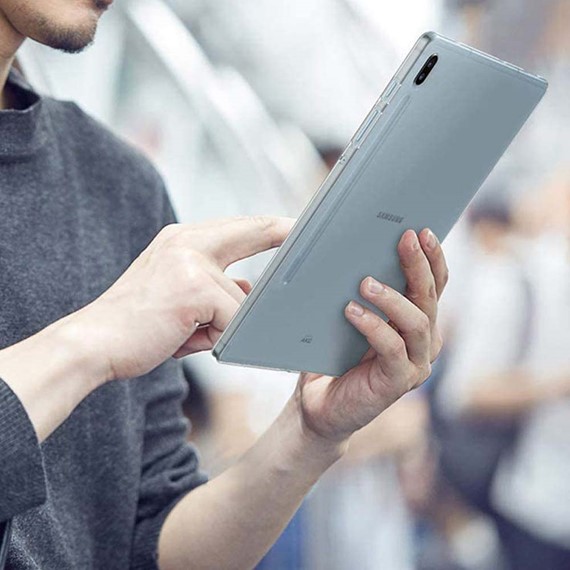 CaseUp Samsung Galaxy Tab S7 FE LTE T737 Kılıf İnce Şeffaf Silikon Siyah 4